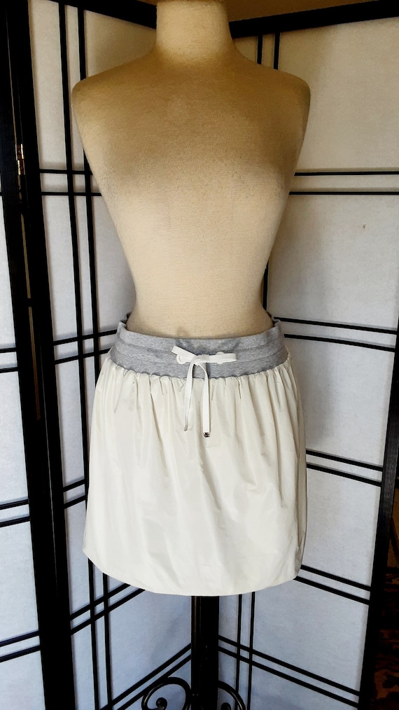 Moncler Mini Skirt Cream Nylon Mini Skirt Drawstr… - image 2