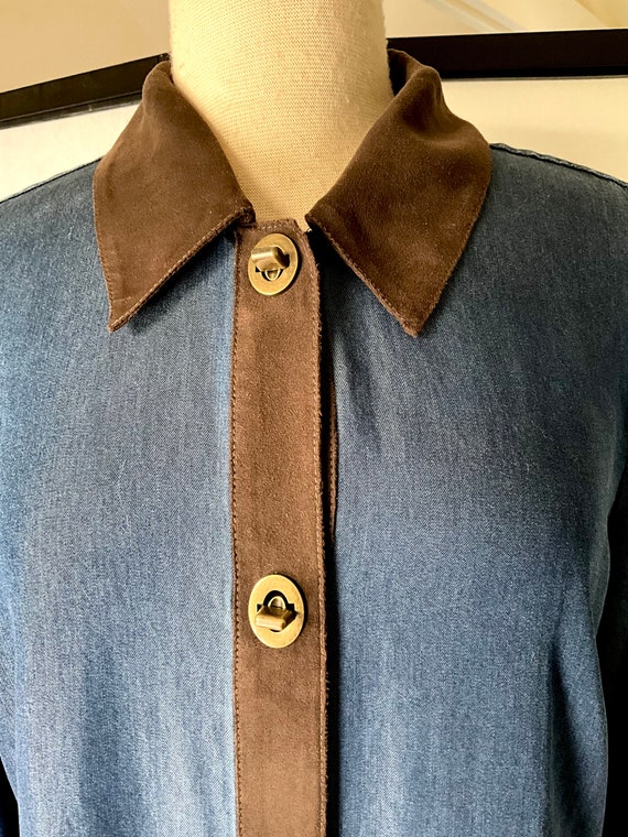 Vintage Soft Surroundings Dress Blue Denim Shirt D