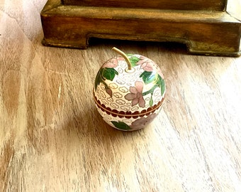 Vintage Cloisonné Enamel Apple Trinket Box