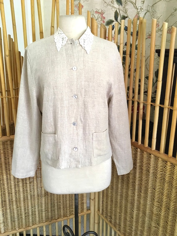 Vintage 80s Linen Jacket Minimalist Linen Jacket