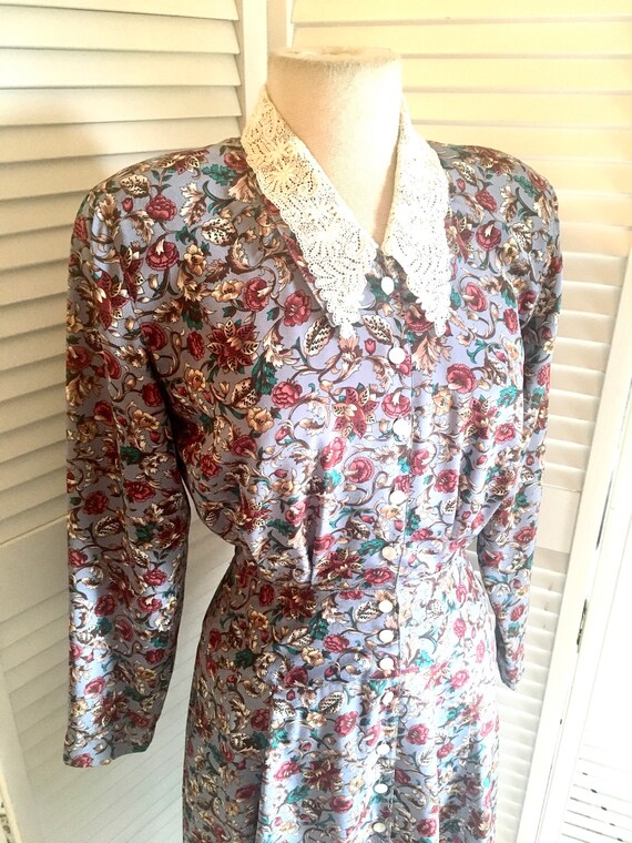 Vintage 80s Does 40s Floral Maxi Dress by Liz Clai