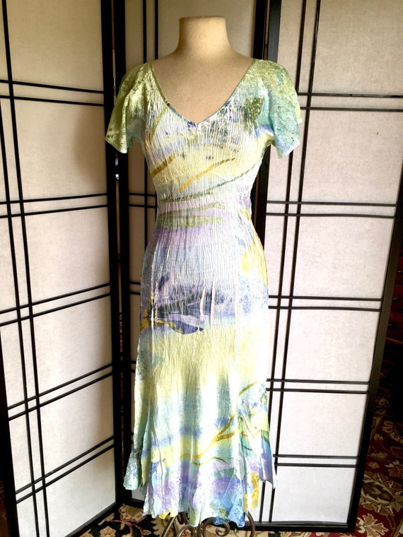 Komarov Dress Pastel Maxi Dress Plisse Pleated Dr… - image 1