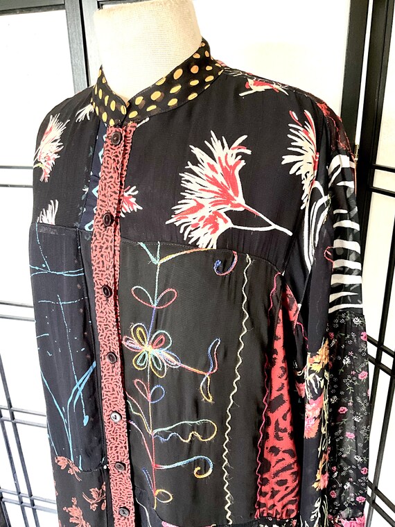 Vintage Patchwork Jacket Sacred Threads Sheer Ray… - image 2