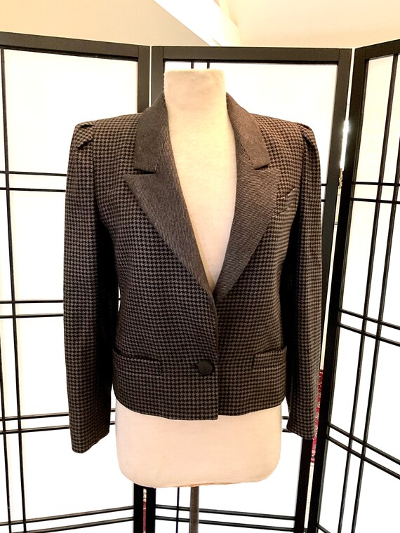 Vintage Louis Feraud Checked Pattern Wool Blazer Jacket in 