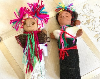 Vintage Guatemalan Dolls Hand Crafted Clay Dolls Ethnic Dolls