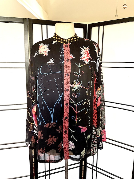 Vintage Patchwork Jacket Sacred Threads Sheer Ray… - image 1