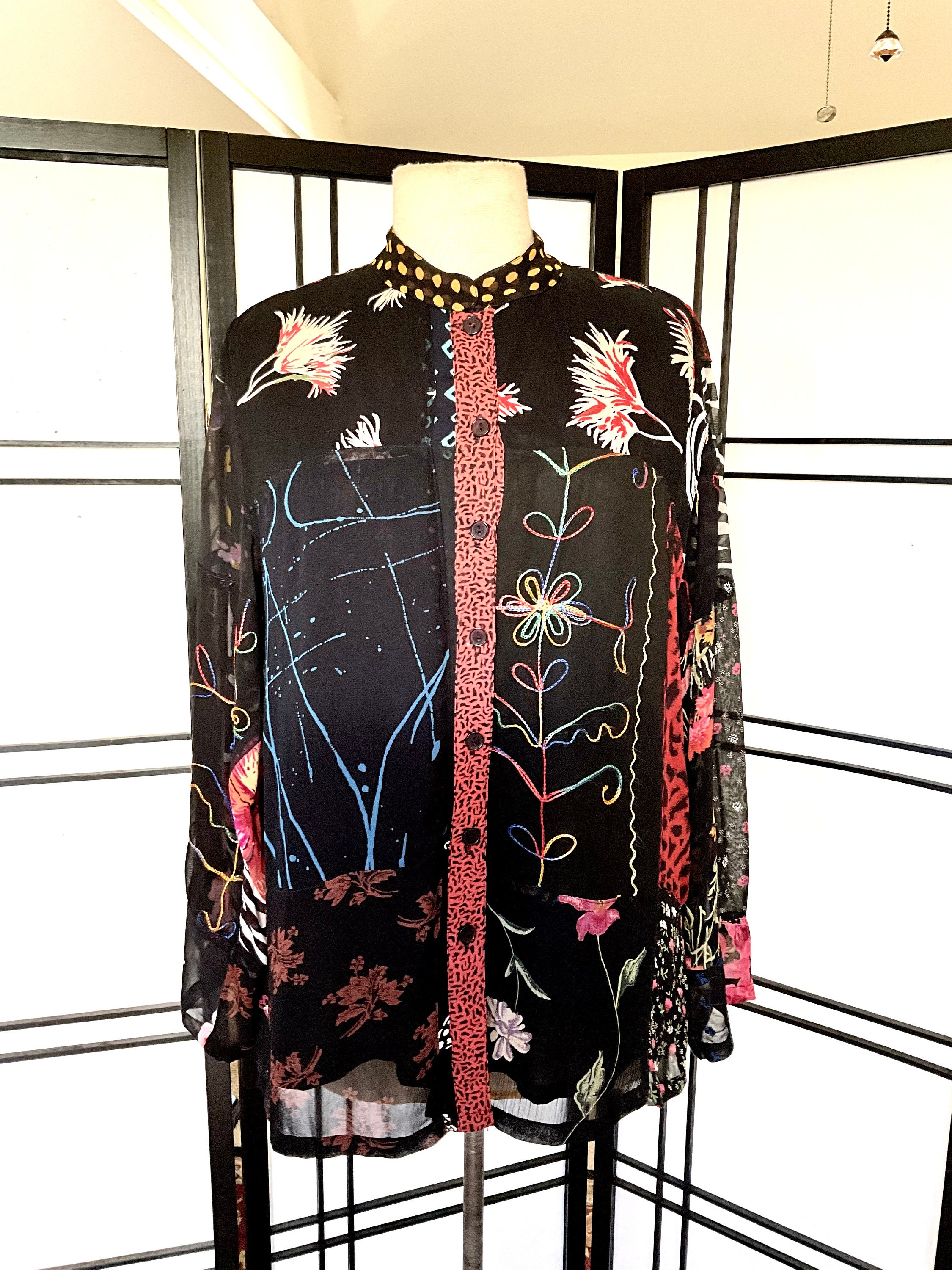 Vintage Patchwork Jacket Sacred Threads Sheer Rayon - Etsy