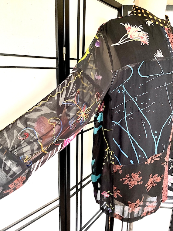 Vintage Patchwork Jacket Sacred Threads Sheer Ray… - image 3