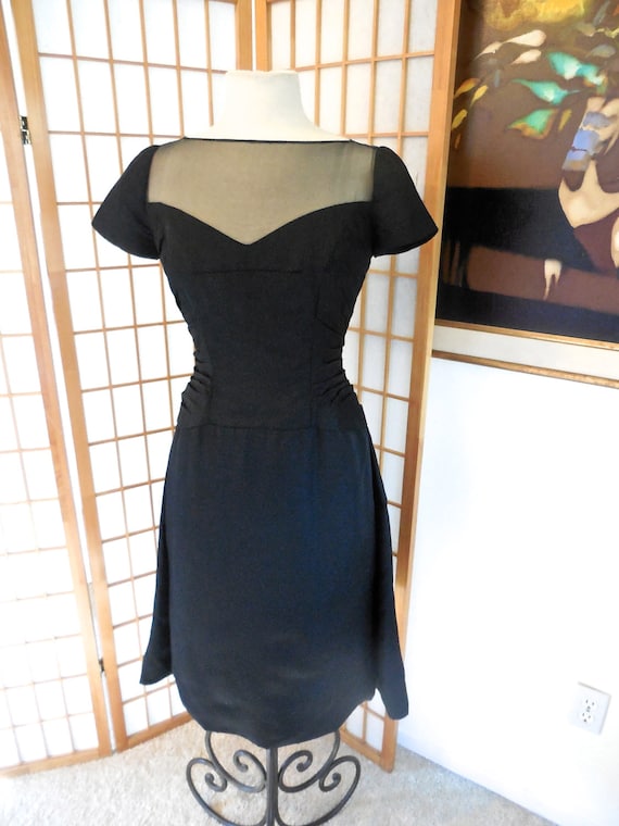 Vintage 50s Black Dress Mignon Paris Dress - image 1