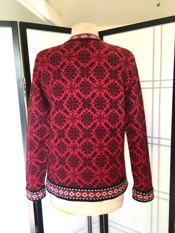 Vintage LL Bean Cardigan Sweater Red Merino Wool … - image 4