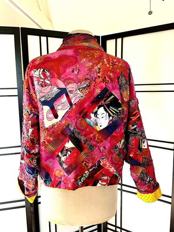 Vintage Quilted Jacket Patchwork Jacket Asian Sty… - image 5