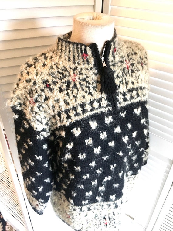 Vintage Hand Knit Mohair Sweater Snowflake Sweater