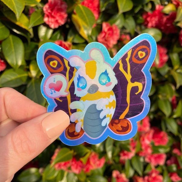 Baby Queen Mothra - holographic waterproof vinyl sticker