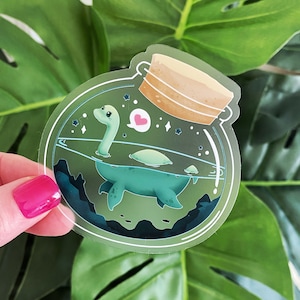 Nessie in a bottle - clear waterproof vinyl sticker