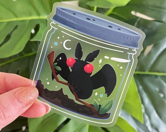 Baby Mothman in a jar - clear waterproof vinyl sticker