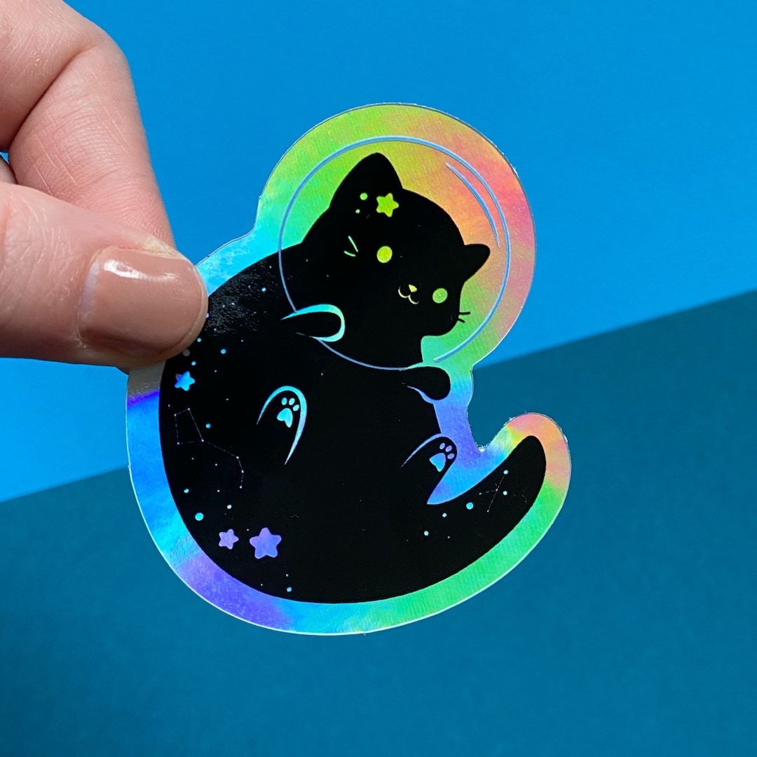 Space Cat - Holographic Die Cut Vinyl Sticker - Etsy