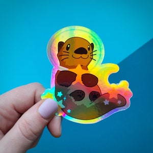 Otter Space - Die Cut Holographic Sticker