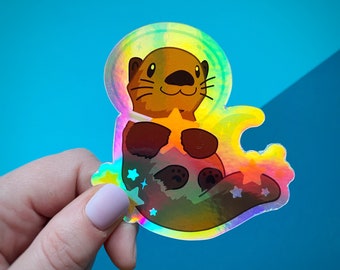 Otter Space - Die Cut Holographic Sticker