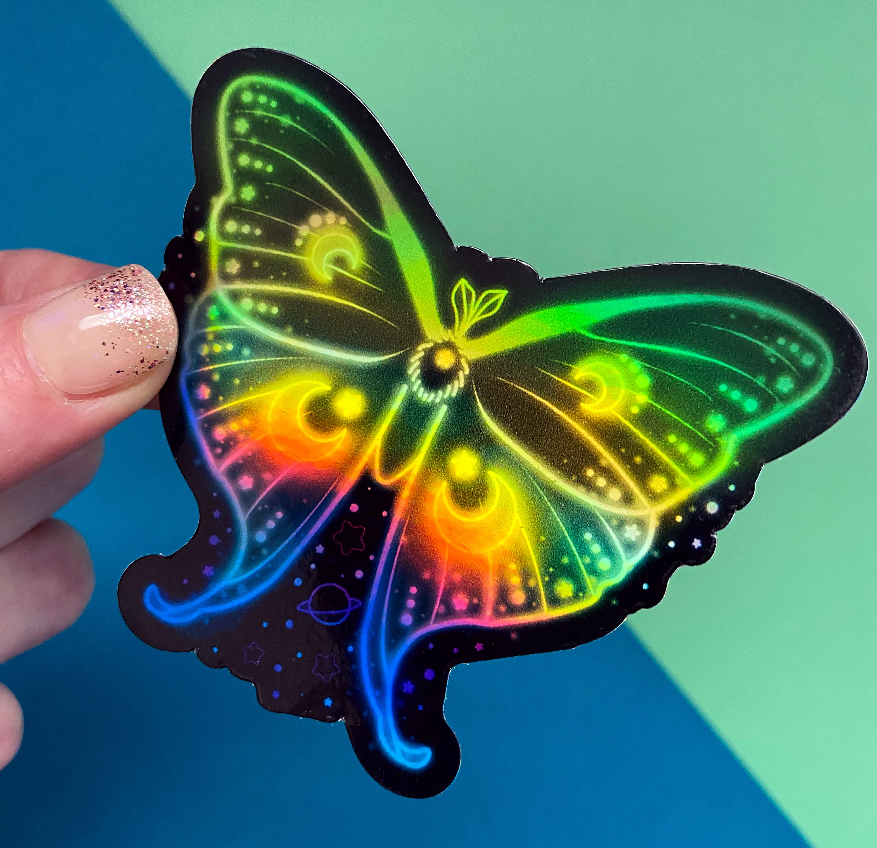 Holographic Luna Moth Die Cut Waterproof Sticker - Etsy