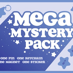 Méga pack mystère - une épingle, un porte-clés, un aimant ET un autocollant ! - vente de boîtes de tirage au sort gatcha