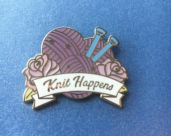 Pastel Knit Happens Enamel Pin