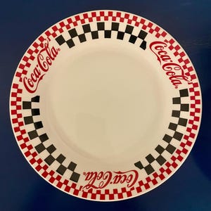 Vintage 1996 Coca-Cola Checkerboard Dinner Plate | Gibson Housewares Diner Decor