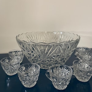 Vintage Cut Glass Punch Bowls - Etsy