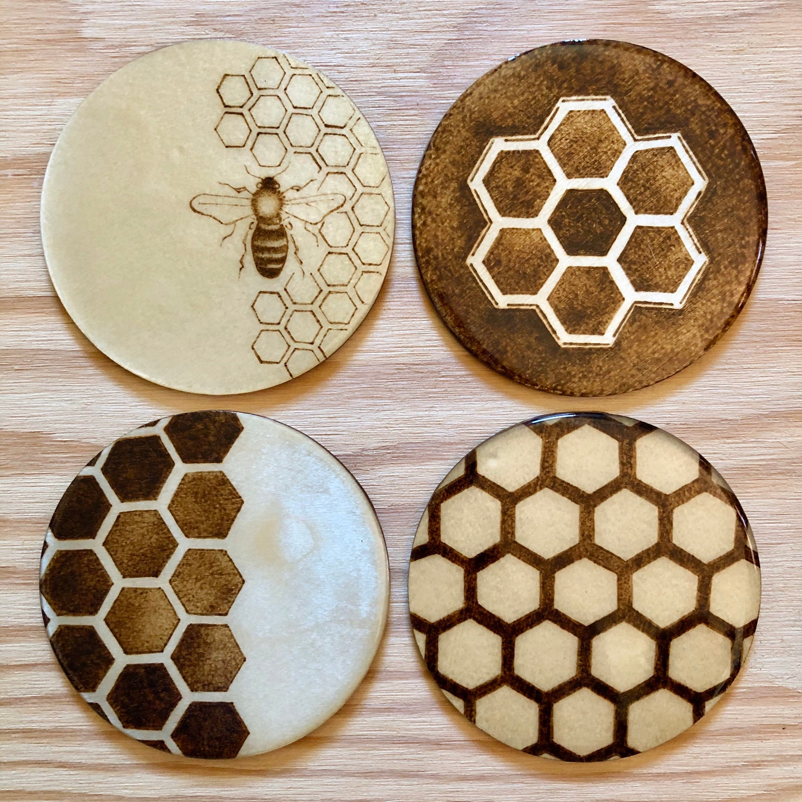 Bee and Hive Coasters Bee Coasters Honey Bee Coasters Etsy