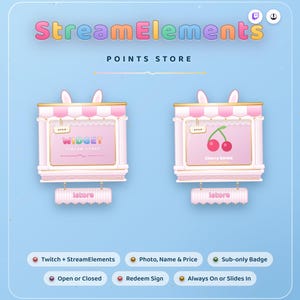 Widget skyltfönster som visar din StreamElements poängbutik | Twitch • StreamElements OBS