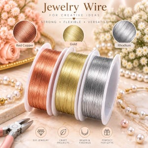 Copper Beading Wire for DIY Jewelry Making, 0.2-1mm Thickness (20m Roll)