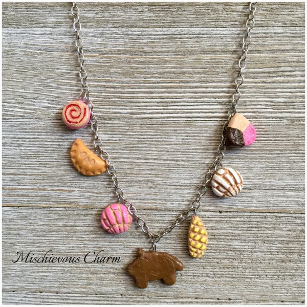 Concha Pan Dulce Mexican Bread Charm Necklace