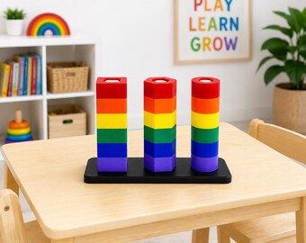 Spin & Stack, Shape Sorting, Educational - Classic