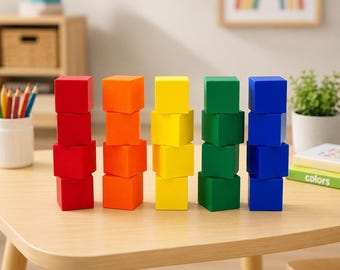Colorful Stacking Cubes for Toddlers: 1.5" PLA Blocks, Open-Ended Play