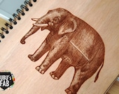 Notebook, sketchbook A5 drawing wood engraved upcycled Wood Journal