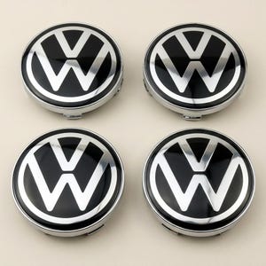 4 VW-Radnabenkappen 65 mm – Art.-Nr. 3B7601171 – Volkswagen Radnabenkappen Schwarzchrom