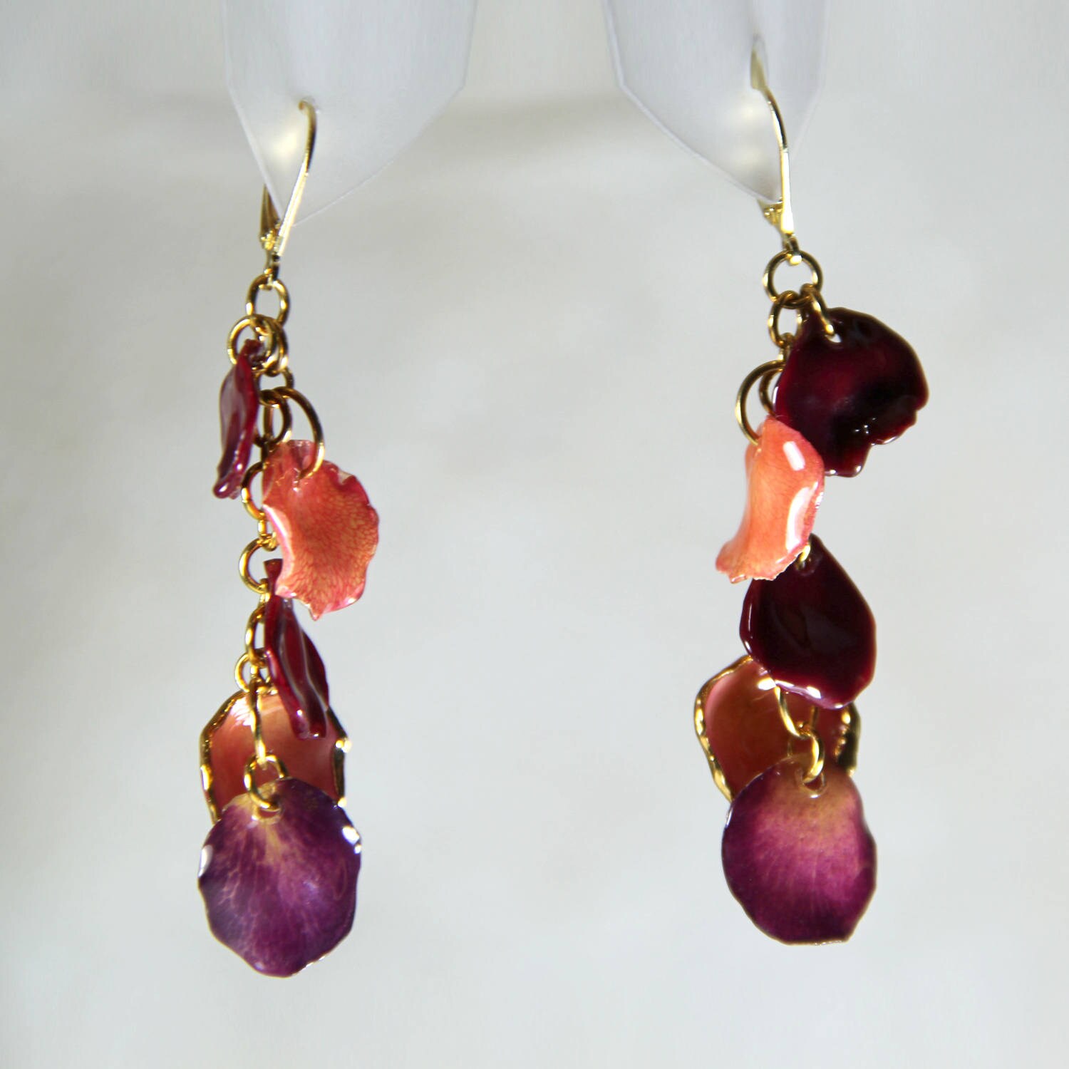 Real Rose Petal Earrings Burgundy Earrings Dangle Earrings Etsy UK