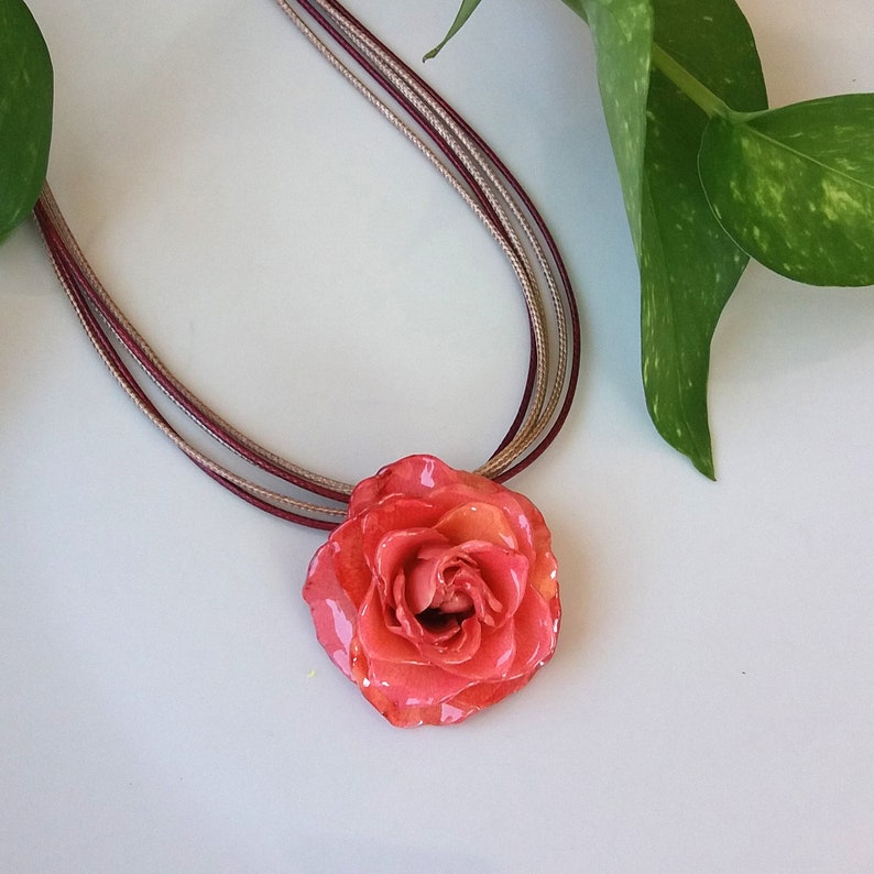 Rose Flower Jewelry Set Rose Flower Necklace Rose Flower Etsy