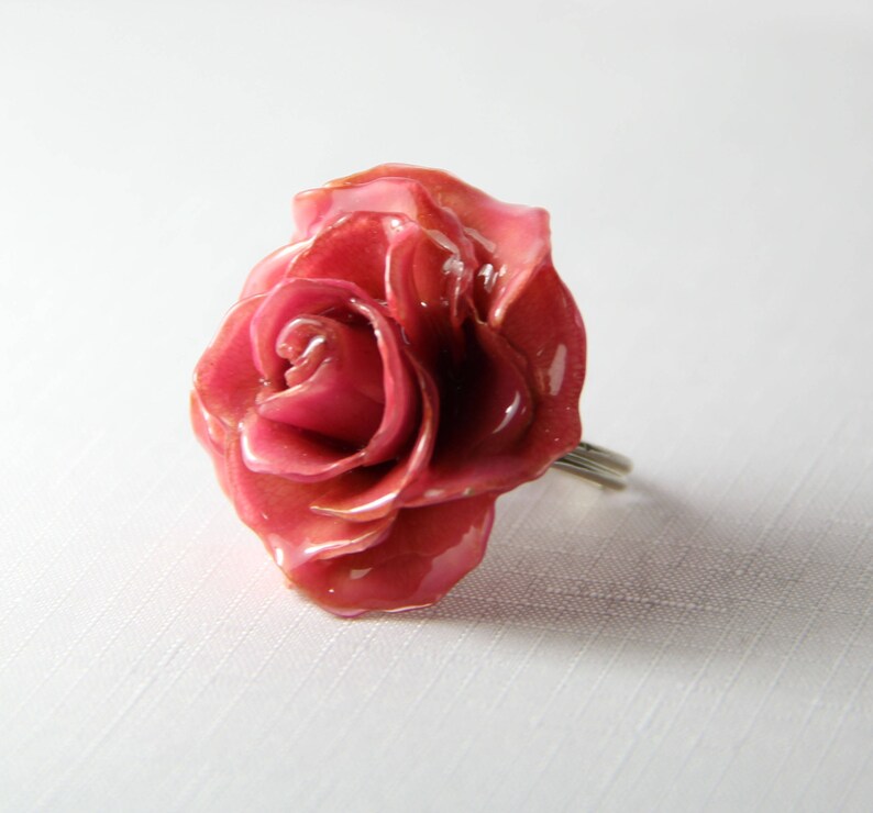 Pink Flower Ring Pink Ring for Women Rose Flower Ring Large Etsy