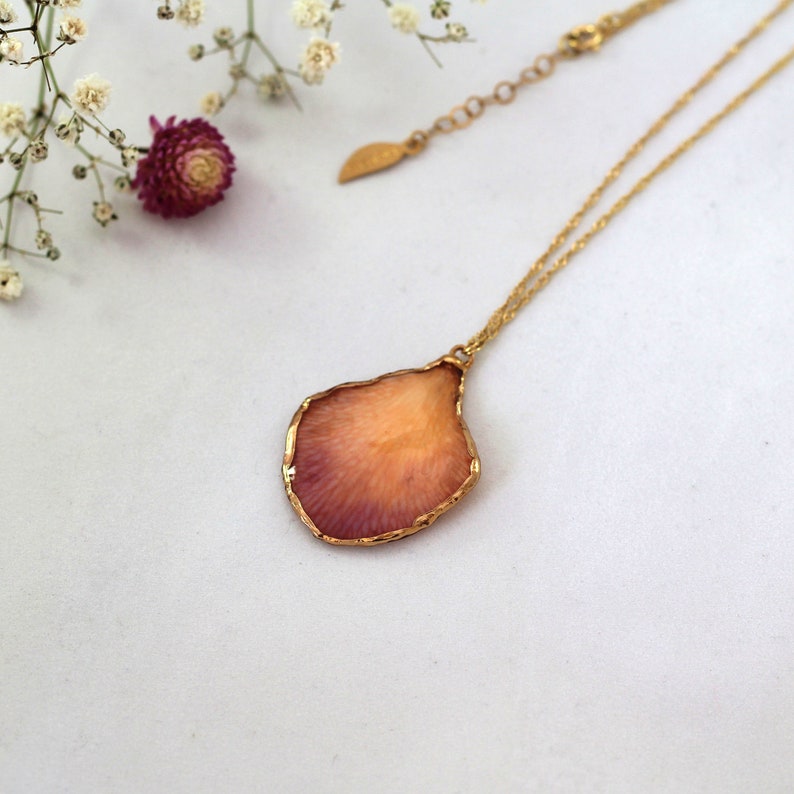 Orchid Pendant Necklaces For Women Real Necklace Flower Jewelry Her Birthday Petals Orange