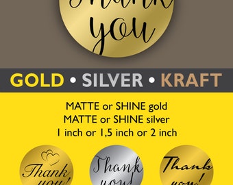 Thank you stickers Curly font Thank you labels Round Thank you label Gold Wedding Thankyou cards Letter Parcel Envelope seal Gift Wrapping