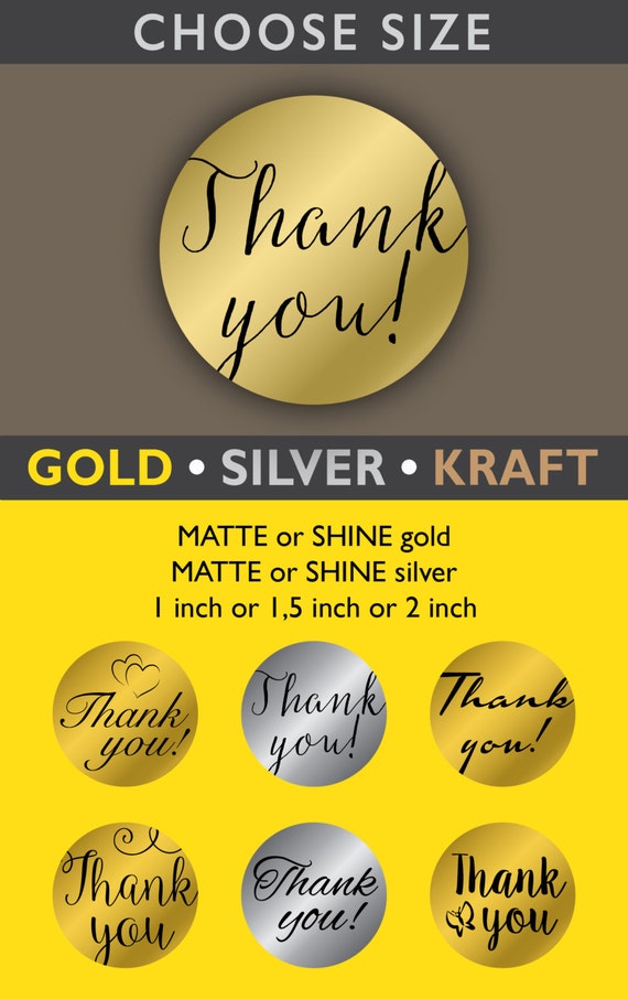 Thank You Stickers Gold Thank You Labels Round Thank You Label - Etsy