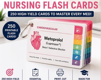 Complete Pharmacology Flash Cards Deck for Nursing School