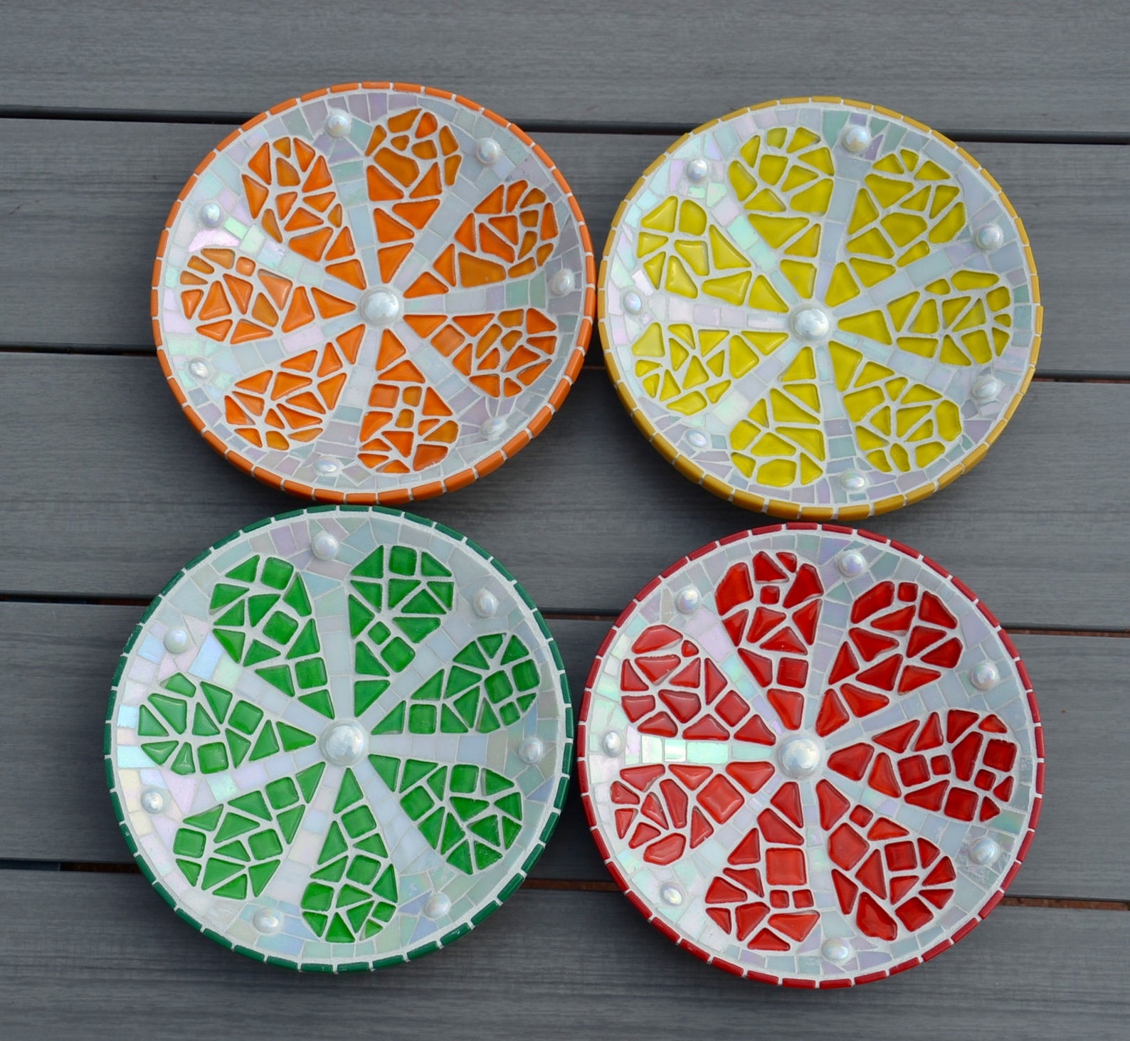 Glass Mosaic Serving Display Dishes Lemon Lime and Orange Soft Etsy