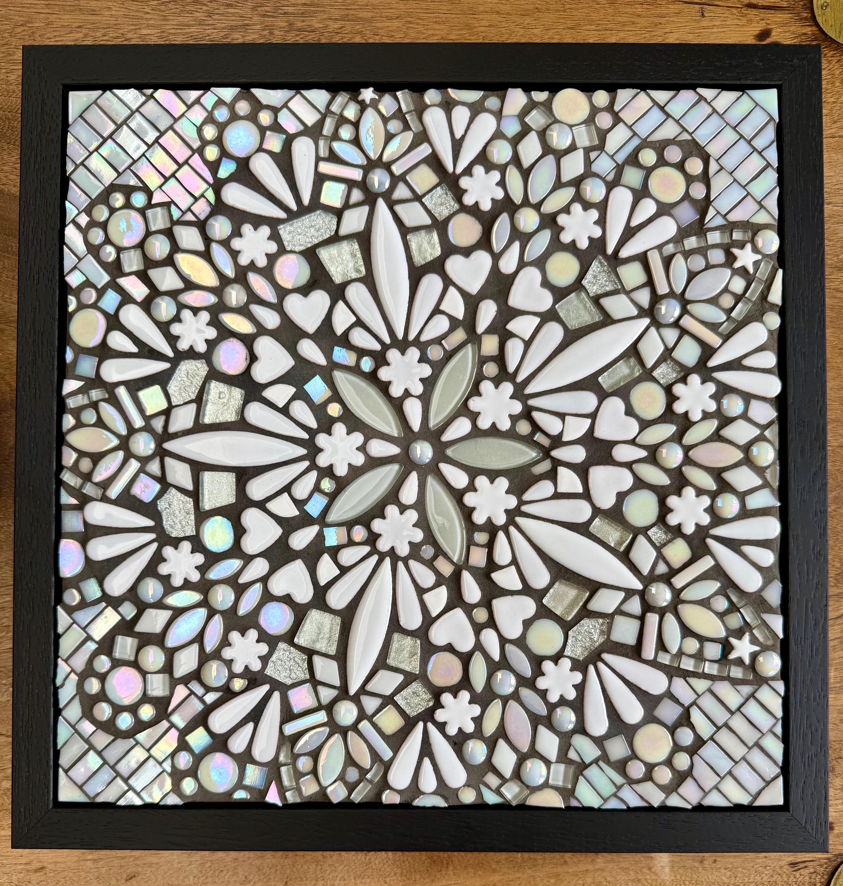 Black and white abstract mandala mosaic