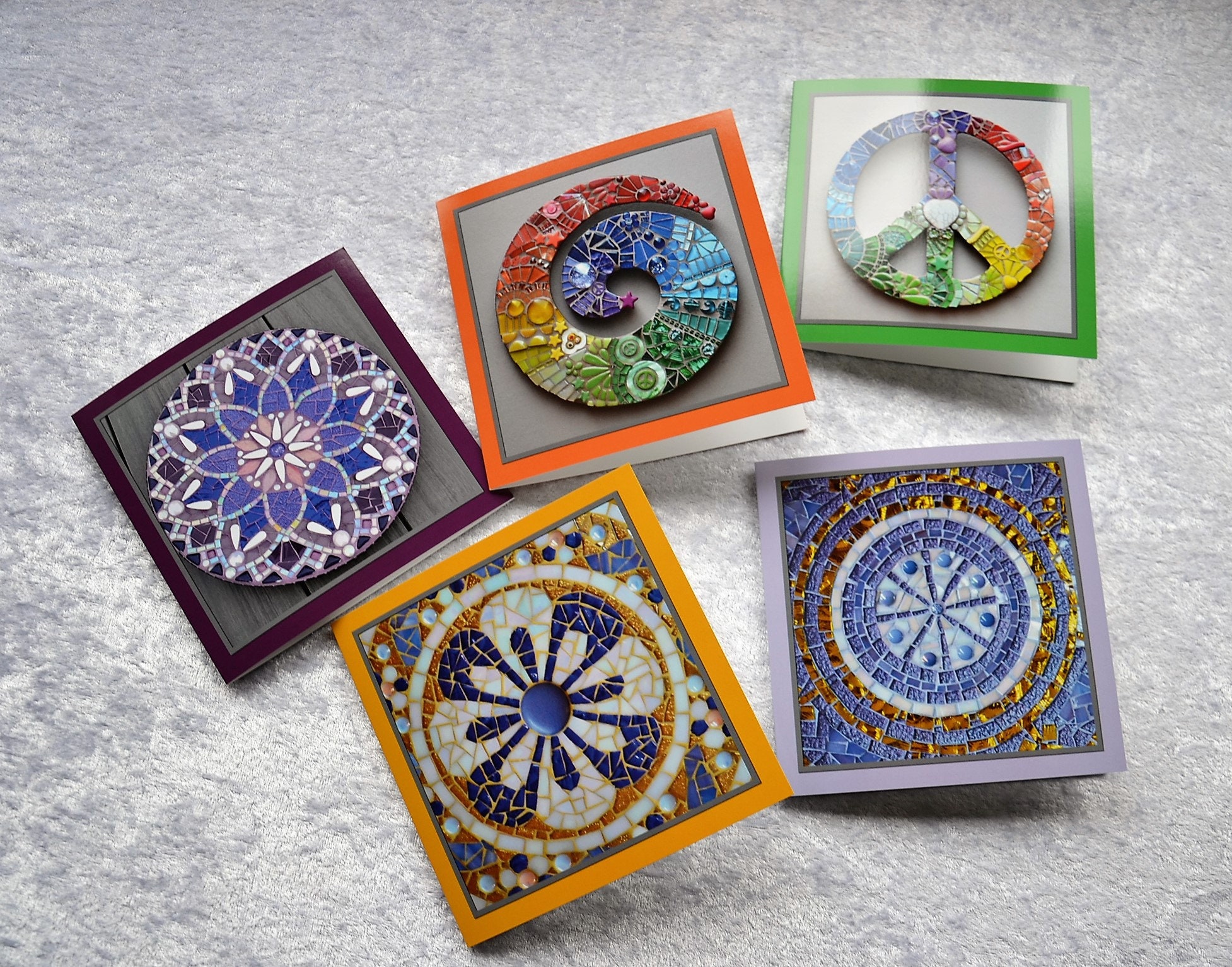 Greeting cards mosaic design set of 5 Etsy
