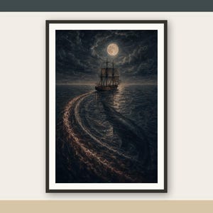 Leviathan's Wake Dark Nautical Folklore Printable Wall Art Digital Download listing image 1 of 7