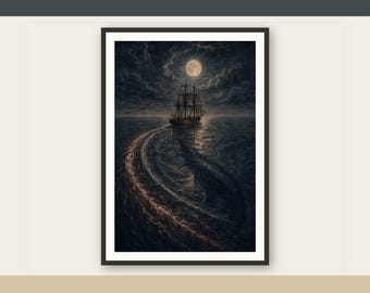 Lewiatan's Wake Dark Nautical Folklore – drukowana grafika ścienna do pobrania w wersji cyfrowej