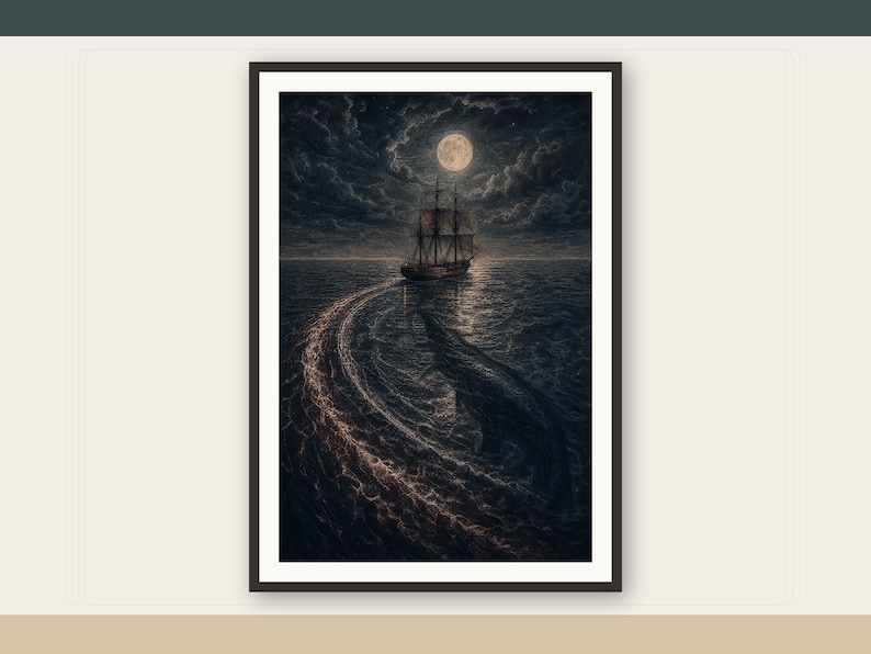 Leviathan's Wake Dark Nautical Folklore Printable Wall Art Digital Download listing image 1 of 7