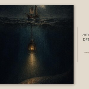 The Lantern Below, Dark Nautical Printable Wall Art, Gothic Ocean Digital Download listing image 7 of 7