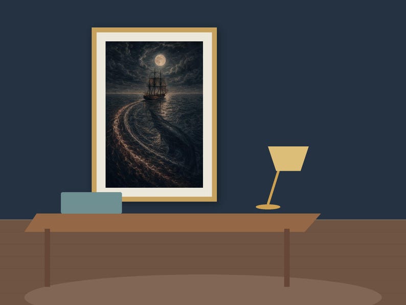 Leviathan's Wake Dark Nautical Folklore Printable Wall Art Digital Download listing image 3 of 7